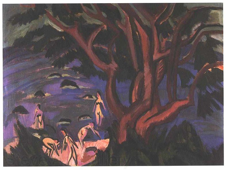 Ernst Ludwig Kirchner red tree on the beach France oil painting art